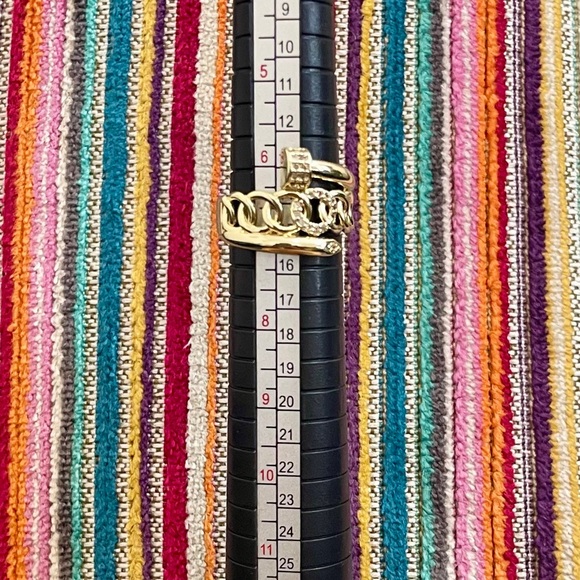 Iced Out Cuban Link Nail Ring 18K Gold Filled Designer Inspired Size 7 - Picture 4 of 10